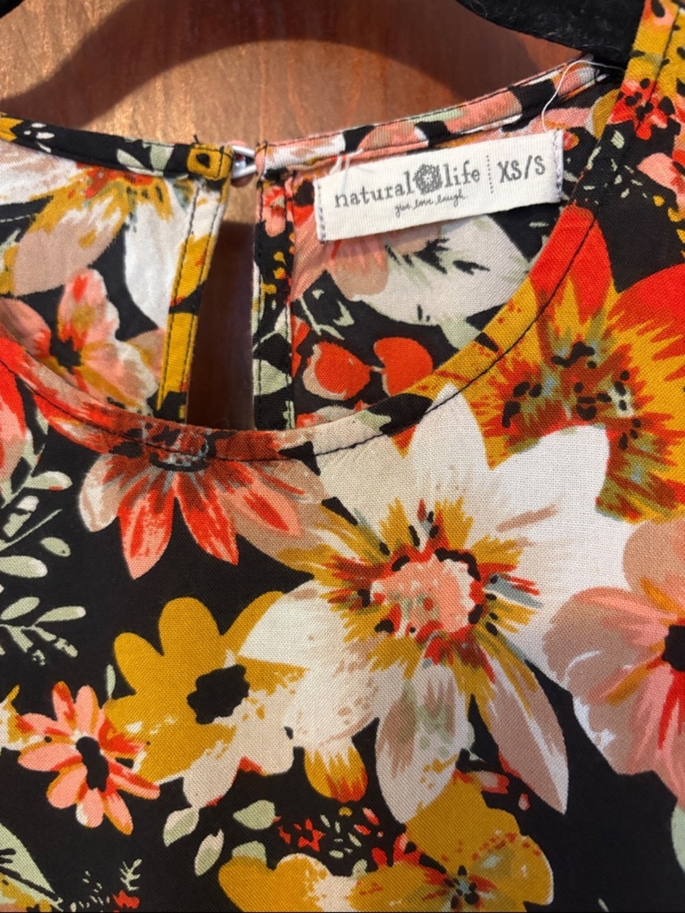 Natural Life Sleeveless Black Floral Maxi Dress with Orange and Yellow Blooms - Picture 2 of 8